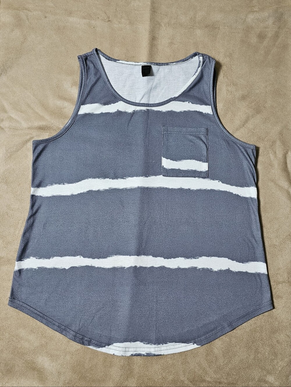 Shein Gray Sleeveless Tank with White Stripe Pocket M
